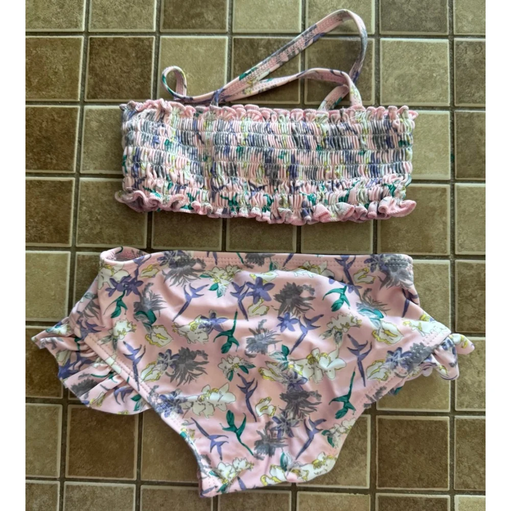 Baby Jessica Simpson Bikini 3-6 Months Pink Floral Swimsuit
